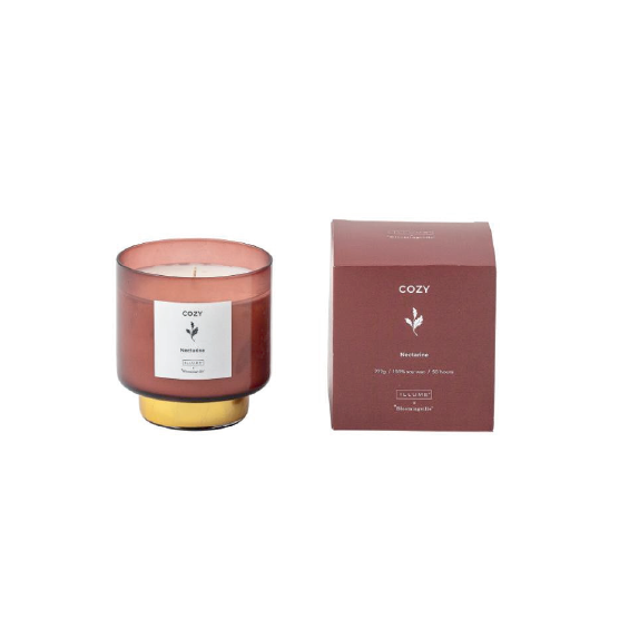 COZY-Nectarine Scented Candle, Red, Natural Wax