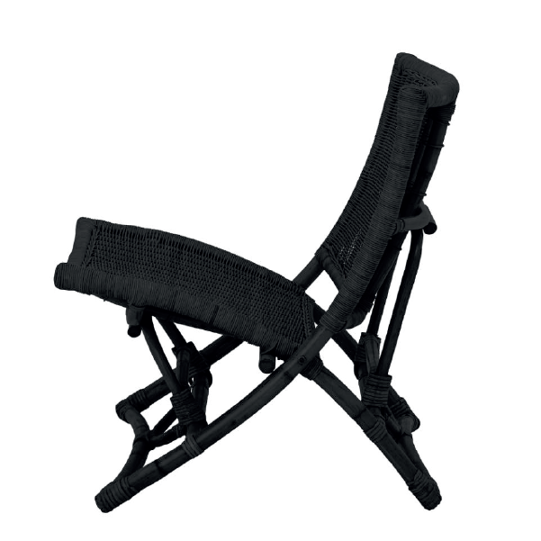 Baz Lounge Chair, Black, Rattan