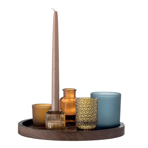 Sanga Tray w/Votive, Brown, Glass