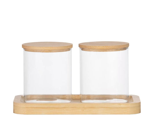Maison Nordic-style Bathroom Glass and Bamboo Jars
