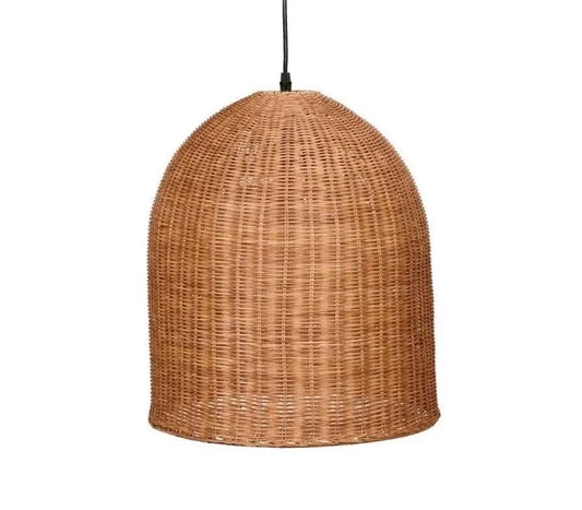 Rustic Brown Natural Fiber Ceiling Lamp with Bell