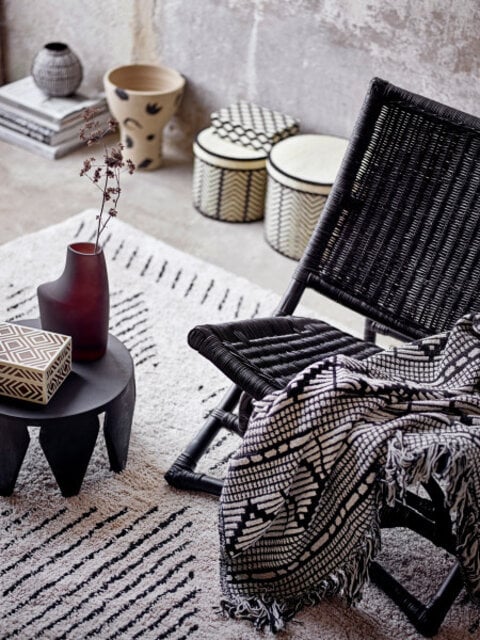 Baz Lounge Chair, Black, Rattan