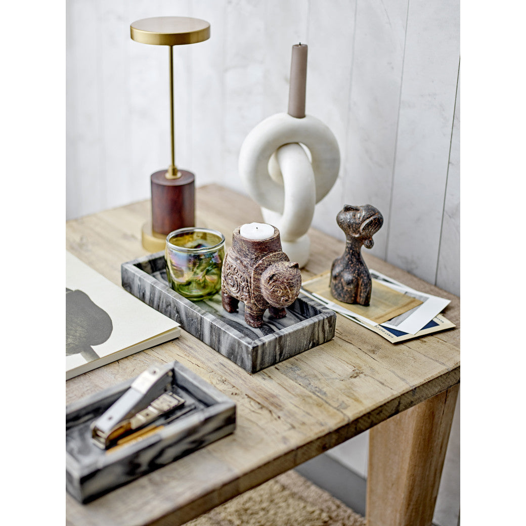 Goa Candle Holder, White, Marble