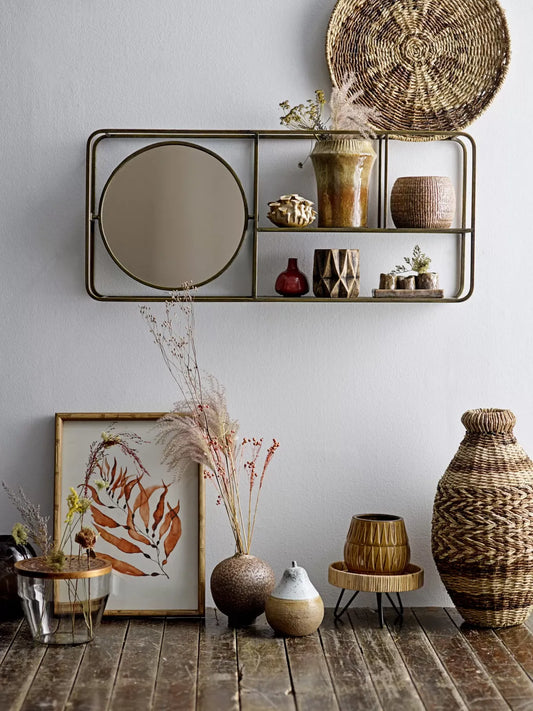 Osvald Mirror w/Shelf Gold Metal