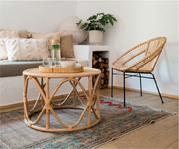 Ethnic Beige Cotton Living Room Rug