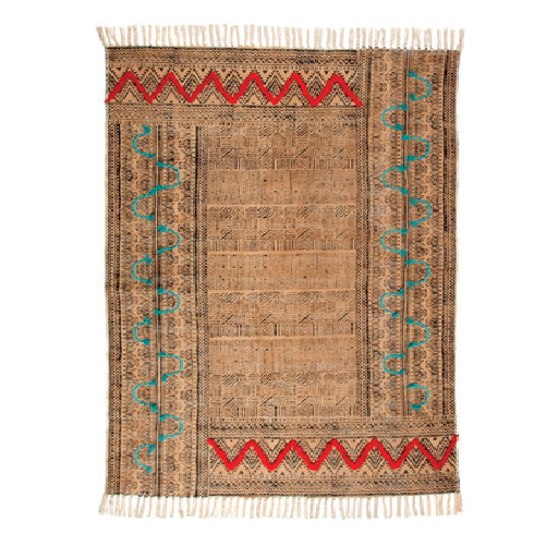 Ethnic Beige Cotton Living Room Rug