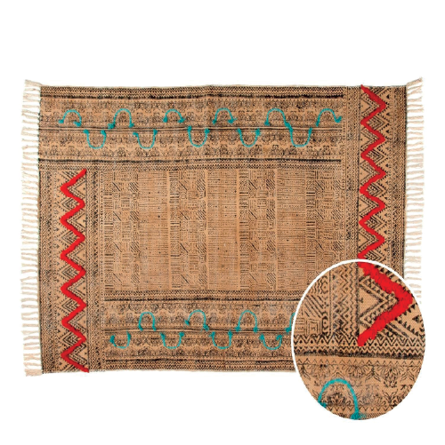 Ethnic Beige Cotton Living Room Rug