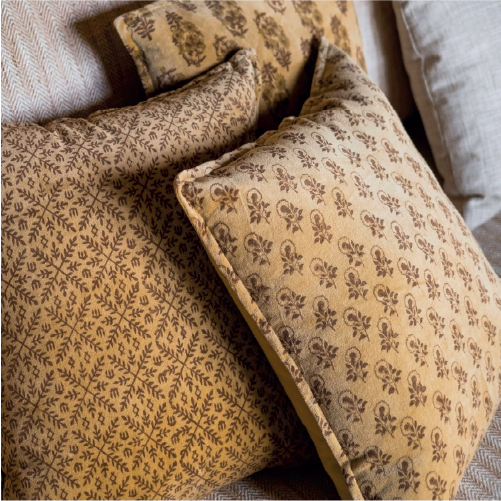 Vintage Yellow Velvet Sofa Cushion