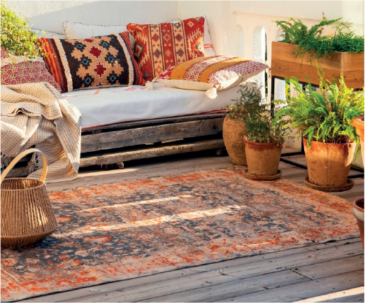 Orange Cotton Flower Rug