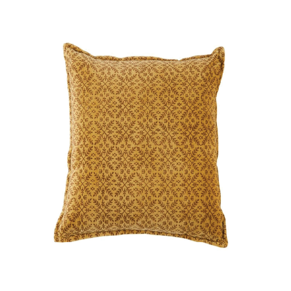 Cushion with Vintage Yellow Velvet Flowers