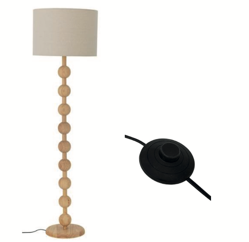 Giacoma Floor Lamp, Nature, Rubberwood
