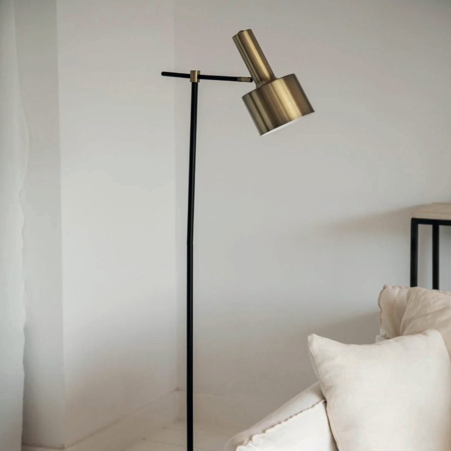 Industrial Gold Metal Floor Lamp