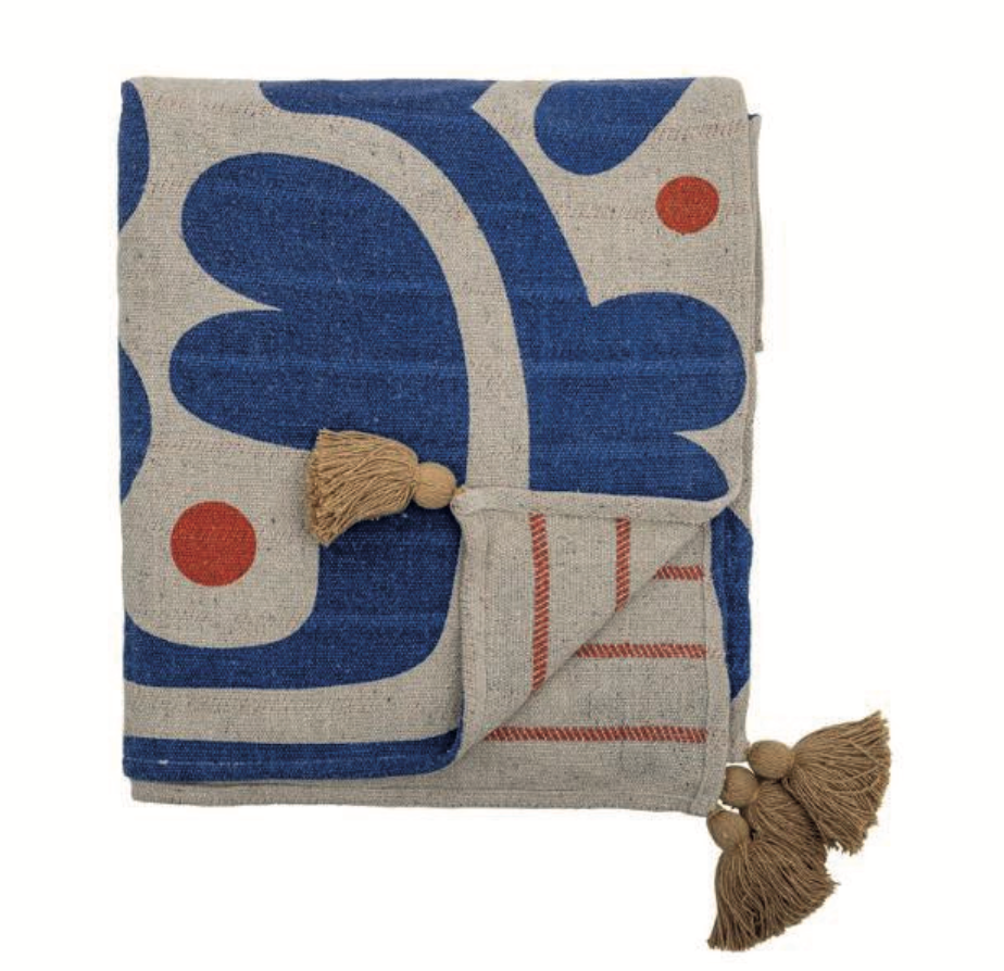 Eviaya Throw, Blue, Recycled Cotton