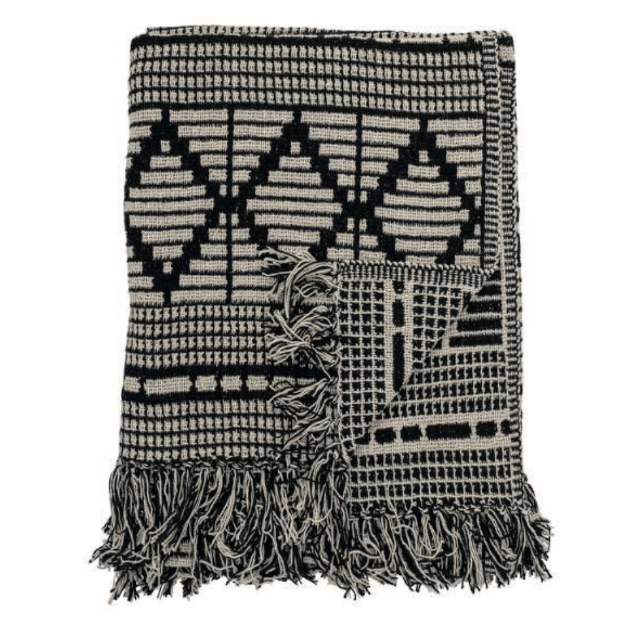 Gutte Throw, Black, Recycled Cotton