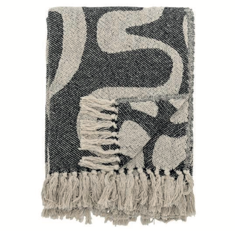 Salobre Throw, Black, Recycled Cotton