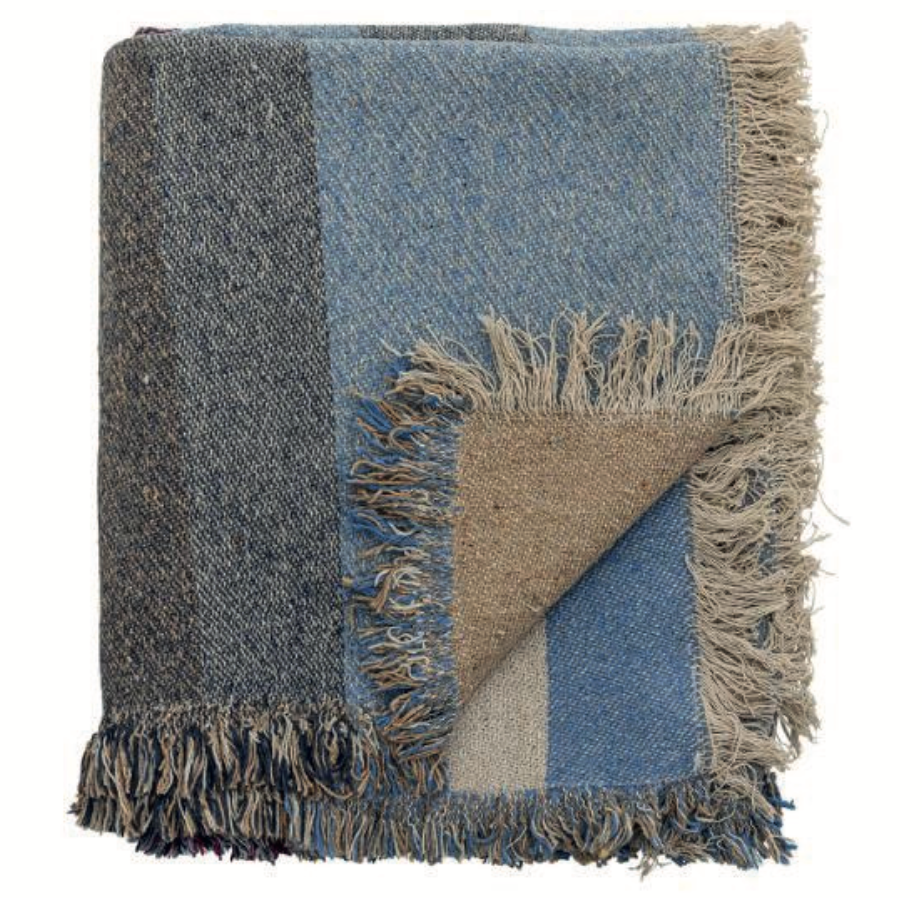 Maji Throw, Blue, Recycled Cotton
