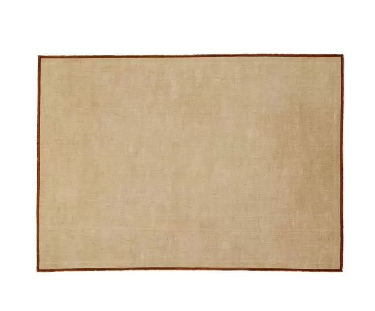 Set of 2 Beige Linen Placemats with Edging
