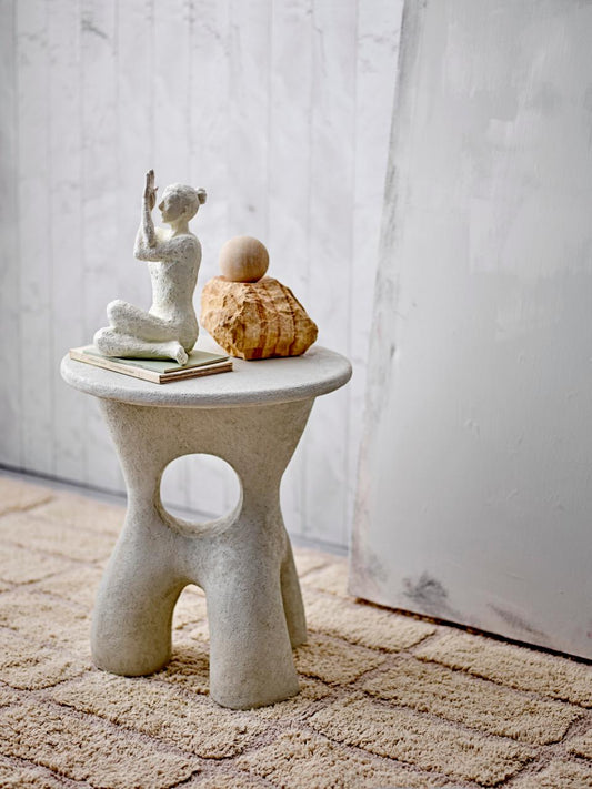 Amiee Side Table, White, Polyresin